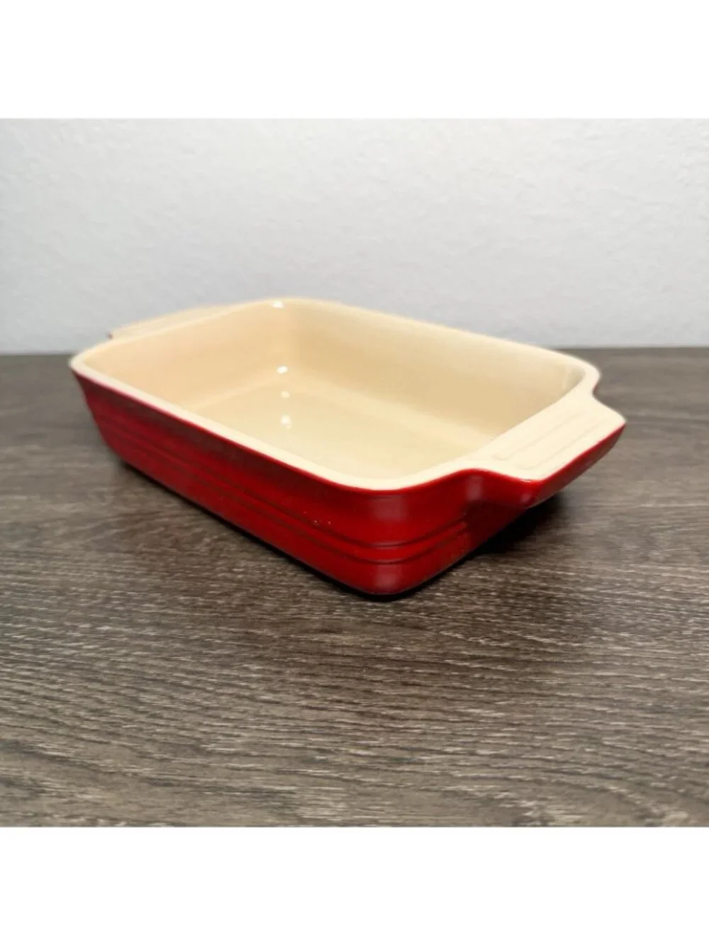 Le Creuset Stoneware Rectangle Baking Casserole Dish Pan Red Small 7x5